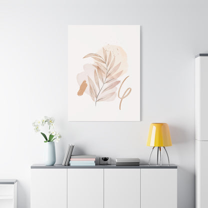 Abstract Earthy Florals Art Set 1.3- Matte Canvas Decor with Minimalist Leaf Design