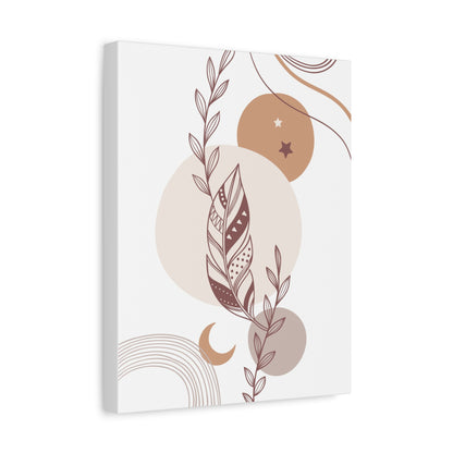 Sunset Botanica Art 1.3 - Matte Canvas Decor with Minimalist Leaf Design