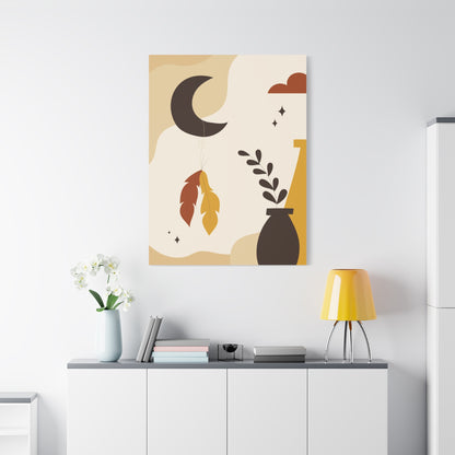 Nocturne Petal Art Set 1.2 - Matte Canvas Decor with Minimalist Leaf Design