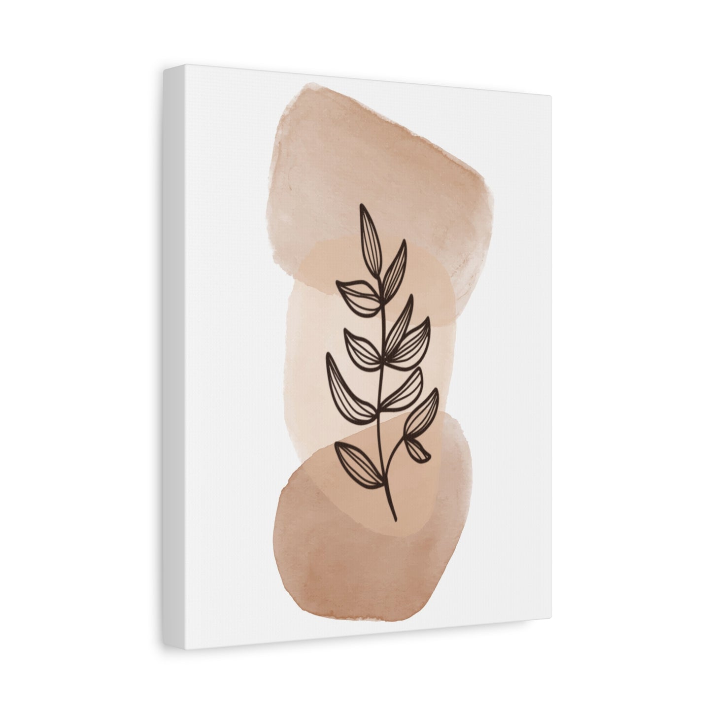 Brown Modern Botanical Wall Art Set 1.1- Matte Canvas Decor with Minimalist Leaf Design