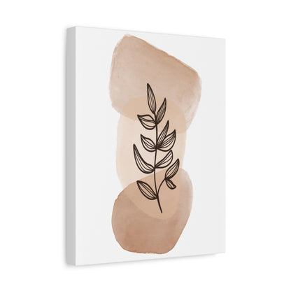 Brown Modern Botanical Wall Art Set 1.1- Matte Canvas Decor with Minimalist Leaf Design