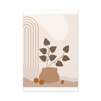 Brown View Wall Art Set 1.3 - Matte Canvas Decor with Minimalist Leaf Design