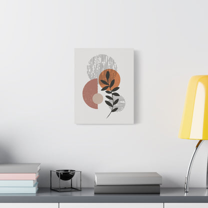 Orange Tone Flower Art Set 1.1 - Matte Canvas Decor with Minimalist Leaf Design