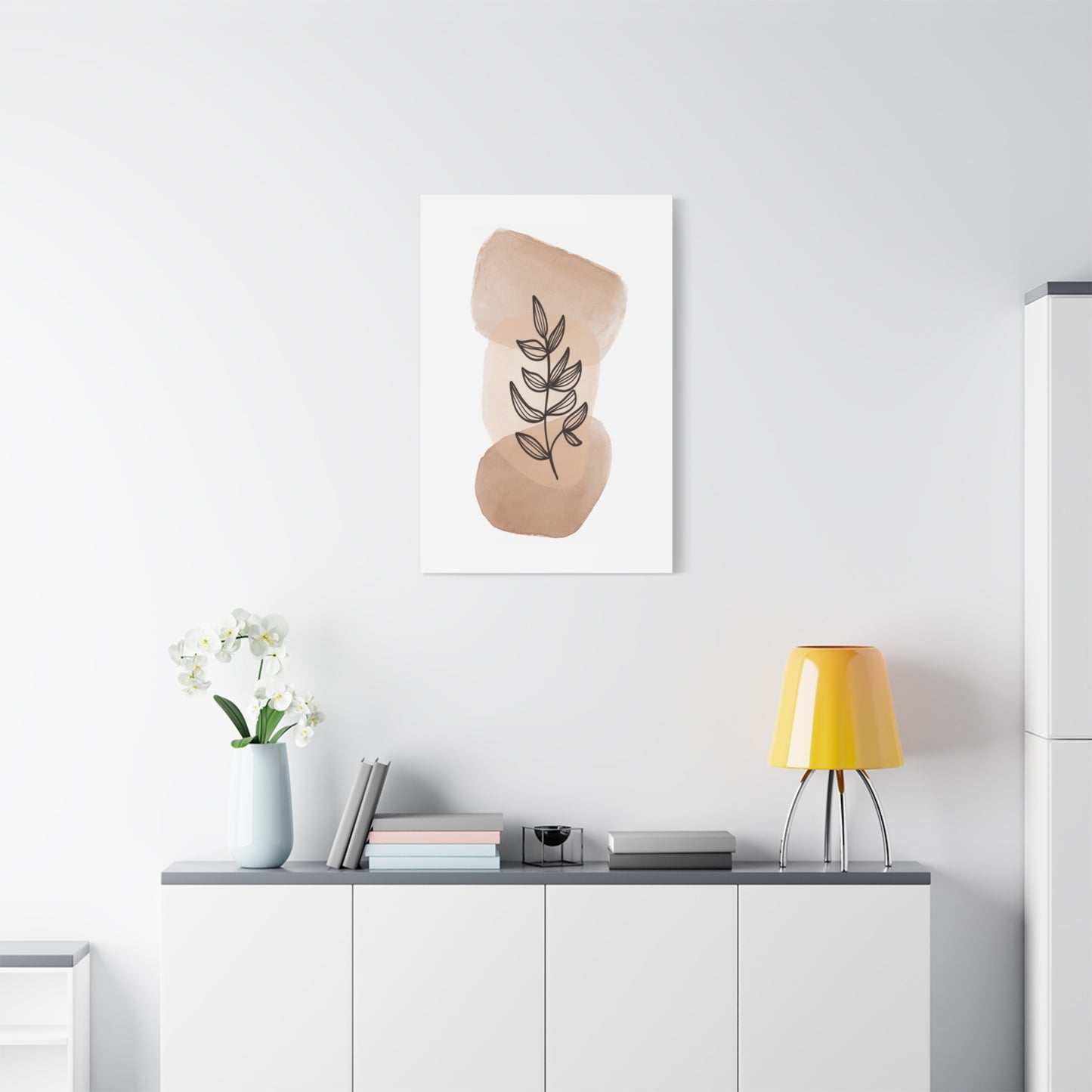 Brown Modern Botanical Wall Art Set 1.1- Matte Canvas Decor with Minimalist Leaf Design