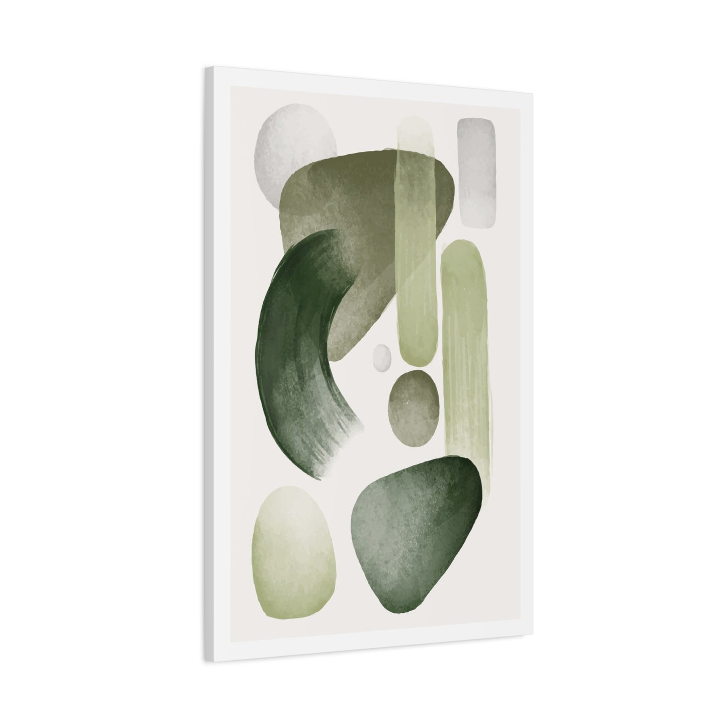 Olive Green Art Set 1.2- Matte Canvas Decor with Minimalist Leaf Design
