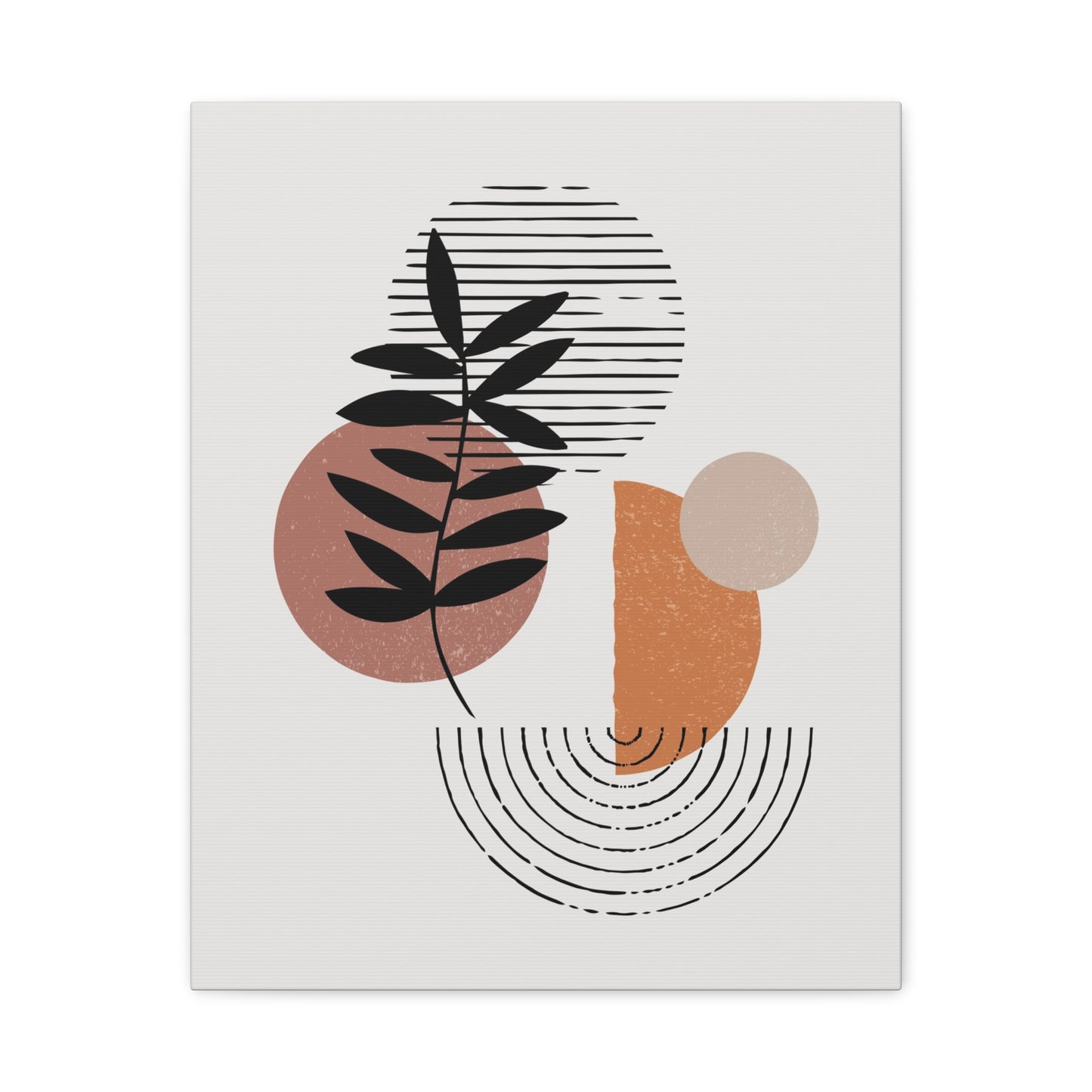 Orange Tone Flower Art Set 1.3 - Matte Canvas Decor with Minimalist Leaf Design