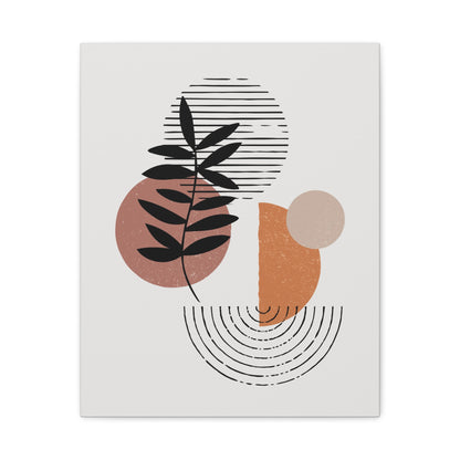 Orange Tone Flower Art Set 1.3 - Matte Canvas Decor with Minimalist Leaf Design