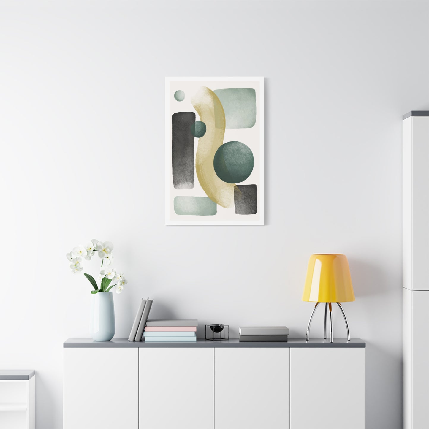 Army Green Art Set 1.2 - Matte Canvas Decor with Minimalist Leaf Design