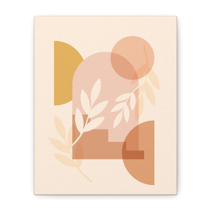 Abstract Terracotta Botanical Art Set 1.1 - Matte Canvas Decor with Minimalist Leaf Design