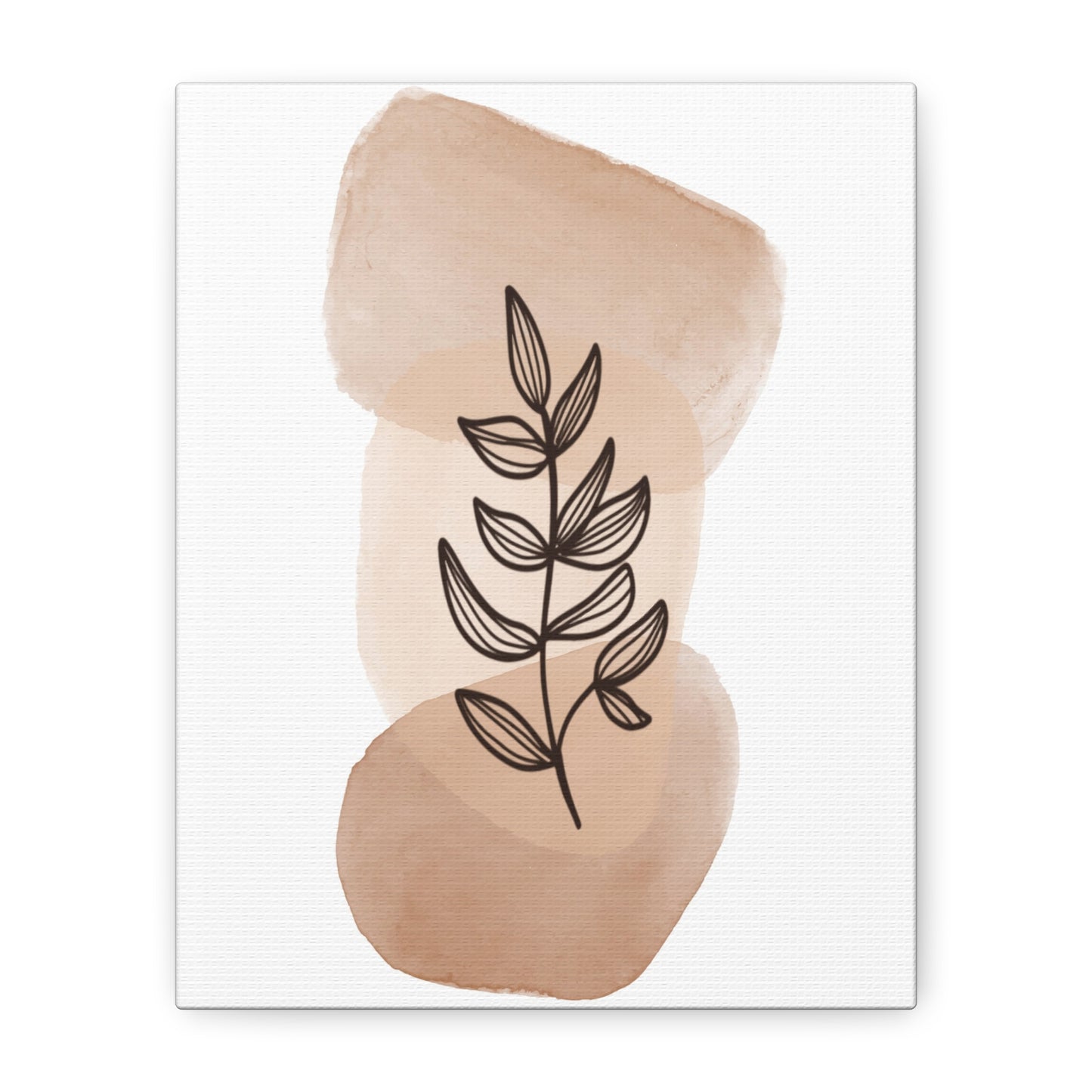 Brown Modern Botanical Wall Art Set 1.1- Matte Canvas Decor with Minimalist Leaf Design