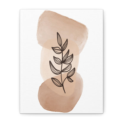 Brown Modern Botanical Wall Art Set 1.1- Matte Canvas Decor with Minimalist Leaf Design