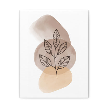 Brown Botanical Wall Art Set 1.2 - Matte Canvas Decor with Minimalist Leaf Design