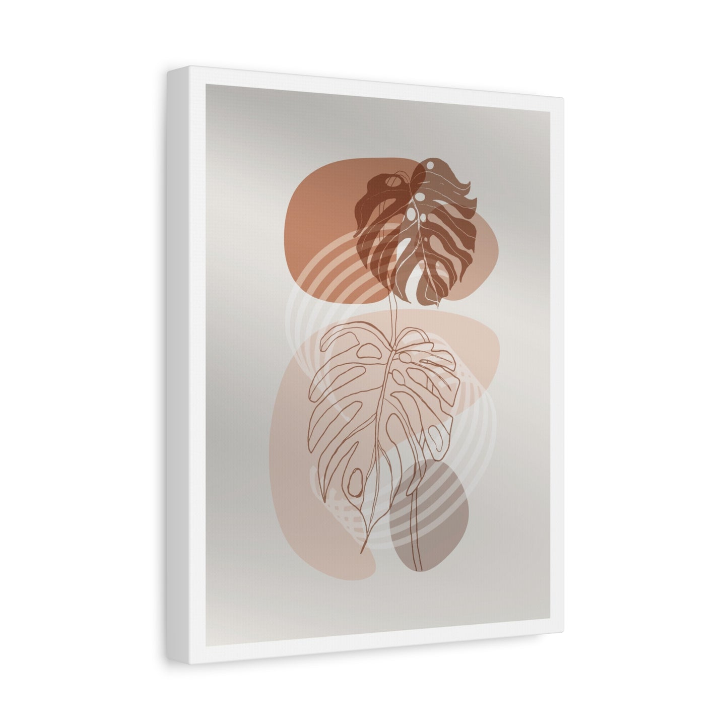 Brown Leaf Wall Painting Set 1.2 - Matte Canvas Decor with Minimalist Leaf Design