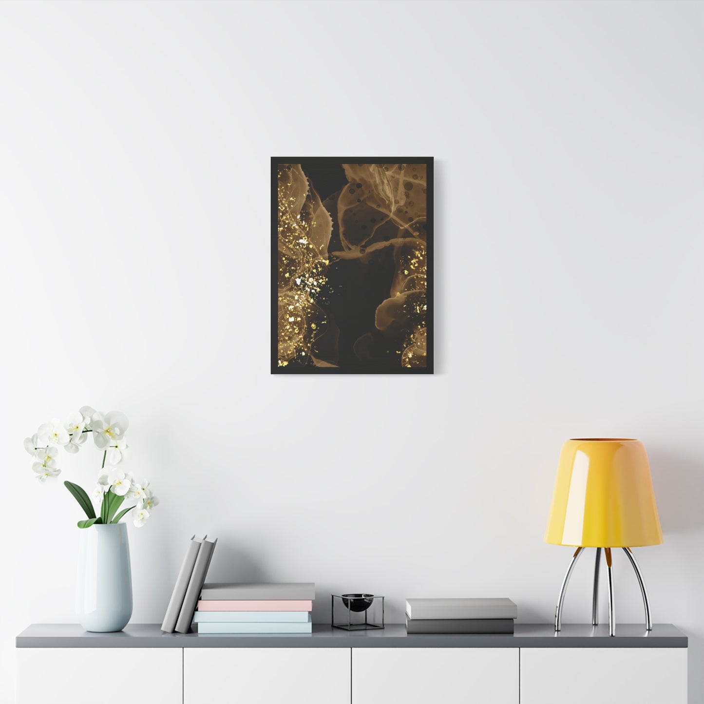 Gold Dust Art Set 1.1 - Matte Canvas Decor with Minimalist Leaf Design