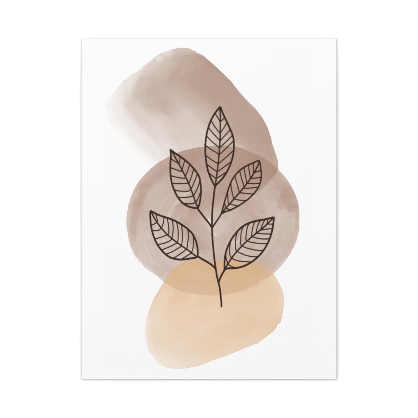 Brown Modern Botanical Wall Art Set 1.2 - Matte Canvas Decor with Minimalist Leaf Design