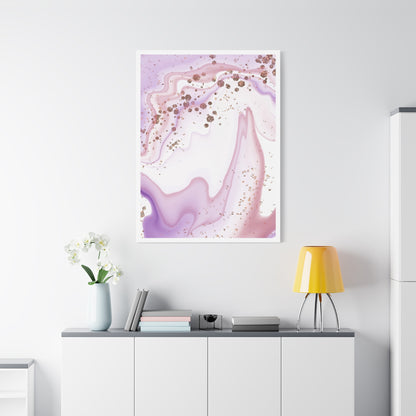 Blush Pink Marble Wall Art Set 1.1 - Matte Canvas Decor with Minimalist Leaf Design