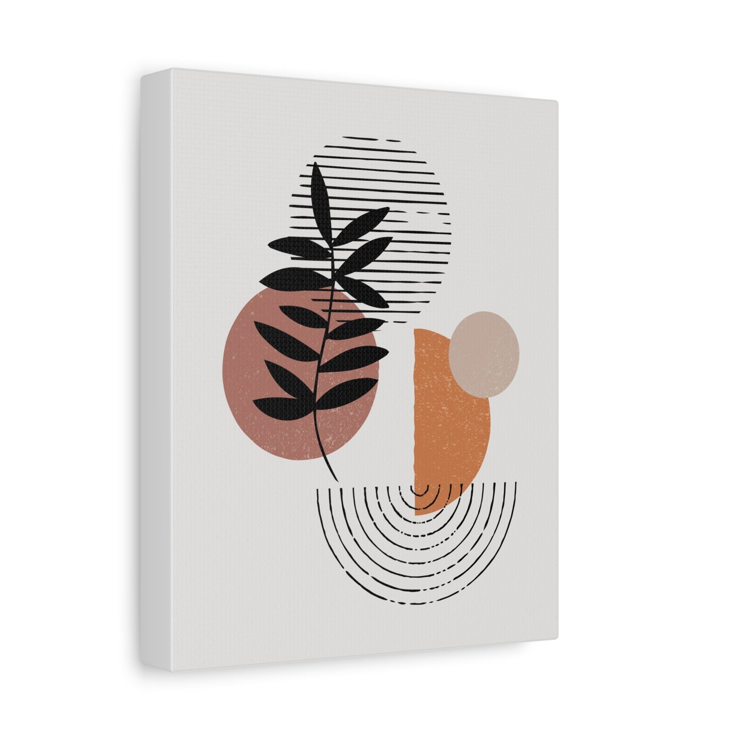 Orange Tone Flower Art Set 1.3 - Matte Canvas Decor with Minimalist Leaf Design