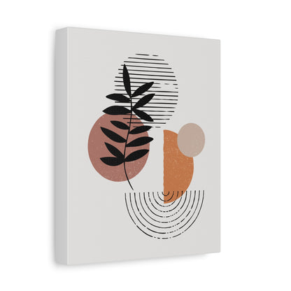 Orange Tone Flower Art Set 1.3 - Matte Canvas Decor with Minimalist Leaf Design