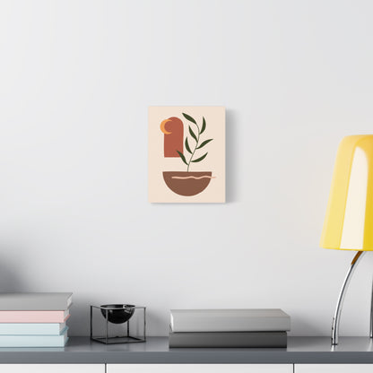 Petal Village Art 1.3 - Matte Canvas Decor with Minimalist Leaf Design