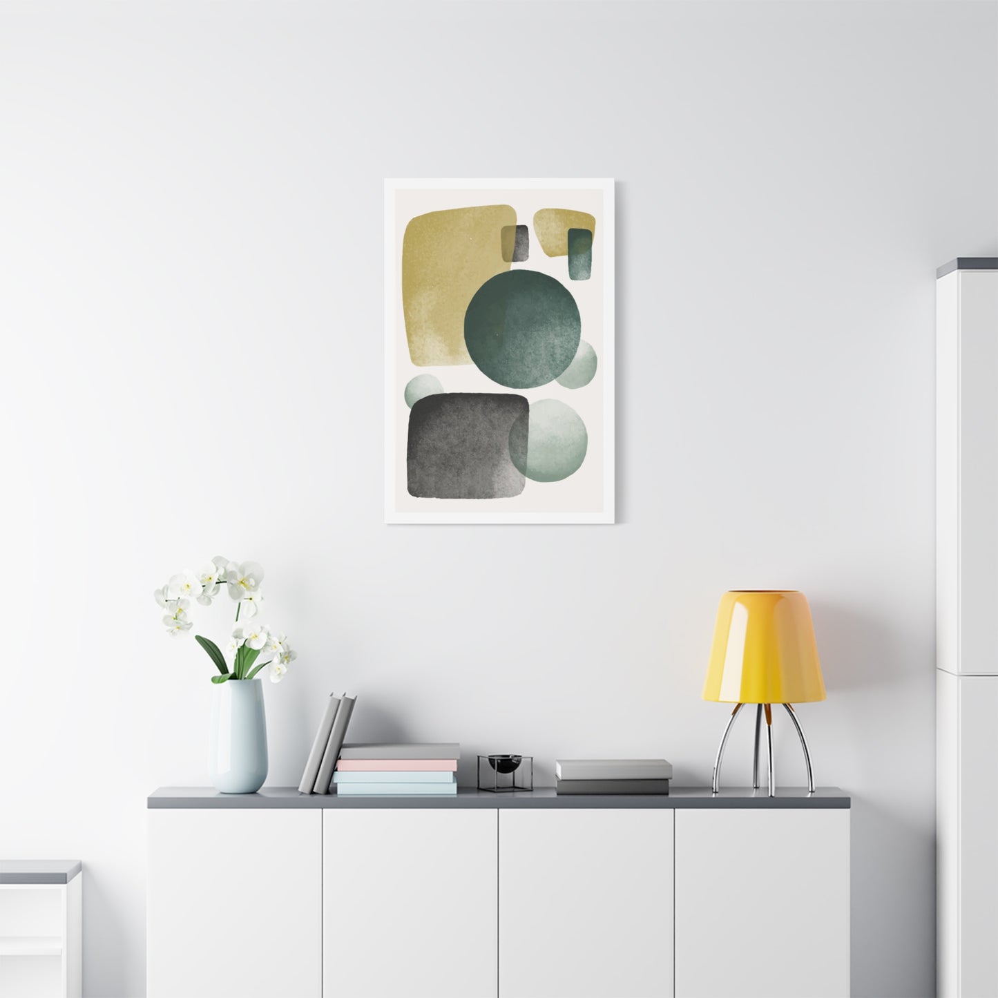 Army Green Art Set 1.1 - Matte Canvas Decor with Minimalist Leaf Design