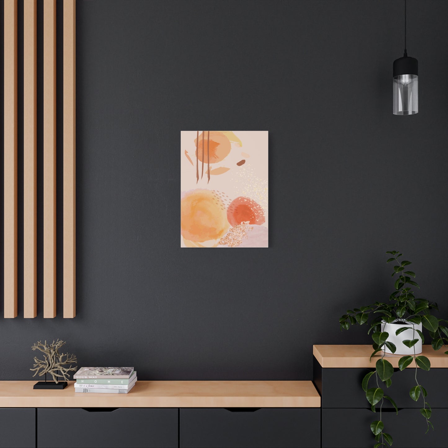 Sunlit Spark Art Set 1.3 - Matte Canvas Decor with Minimalist Leaf Design