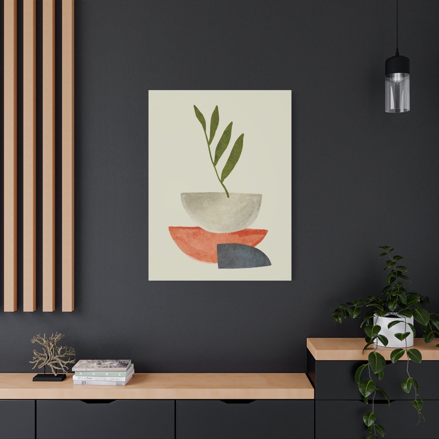 Flower Wall Art Set 1.3 - Matte Canvas Decor with Minimalist Leaf Design