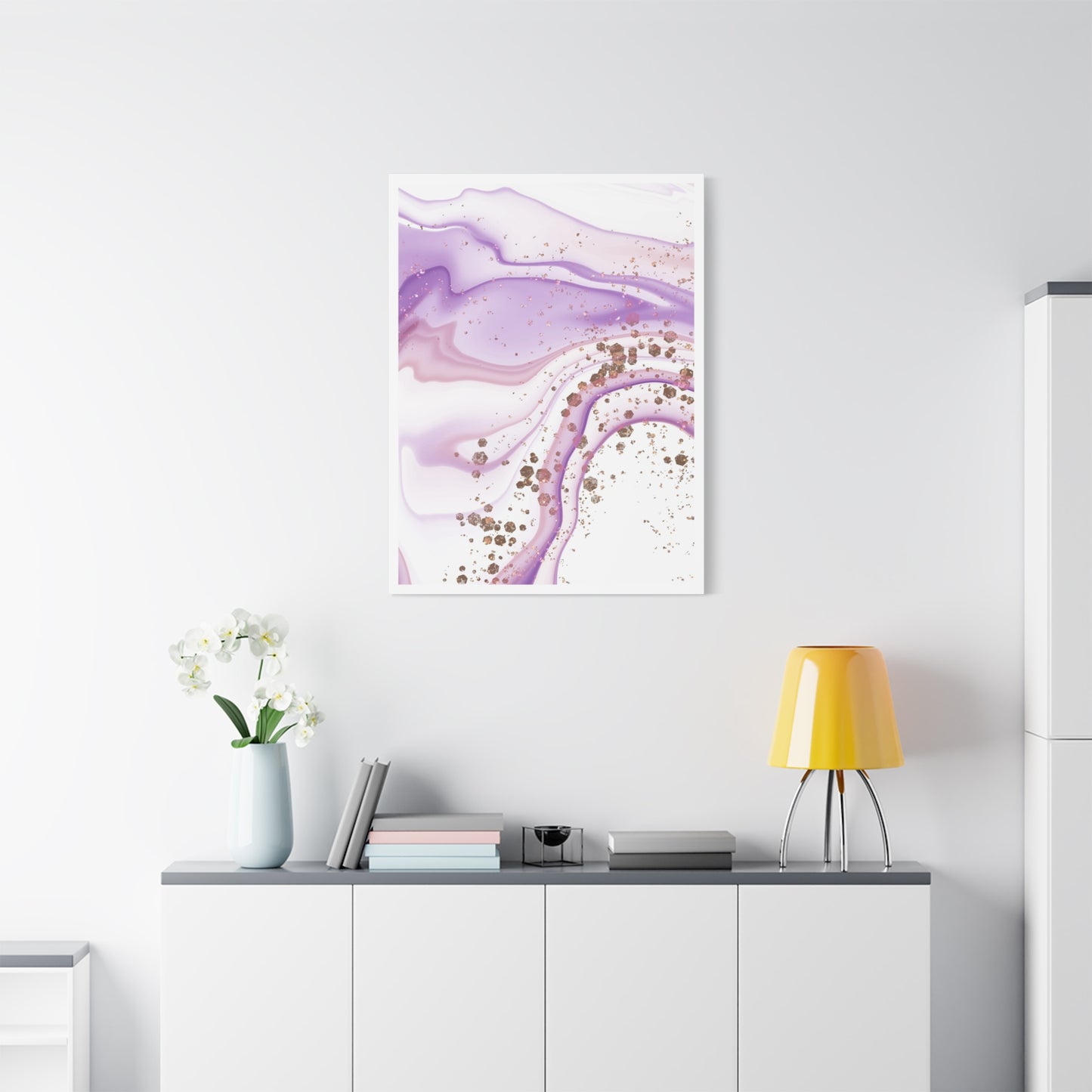 Blush Pink Marble Wall Art Set 1.3 - Matte Canvas Decor with Minimalist Leaf Design