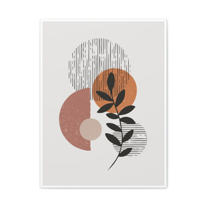 Orange Tone Flower Art Set 1.1 - Matte Canvas Decor with Minimalist Leaf Design