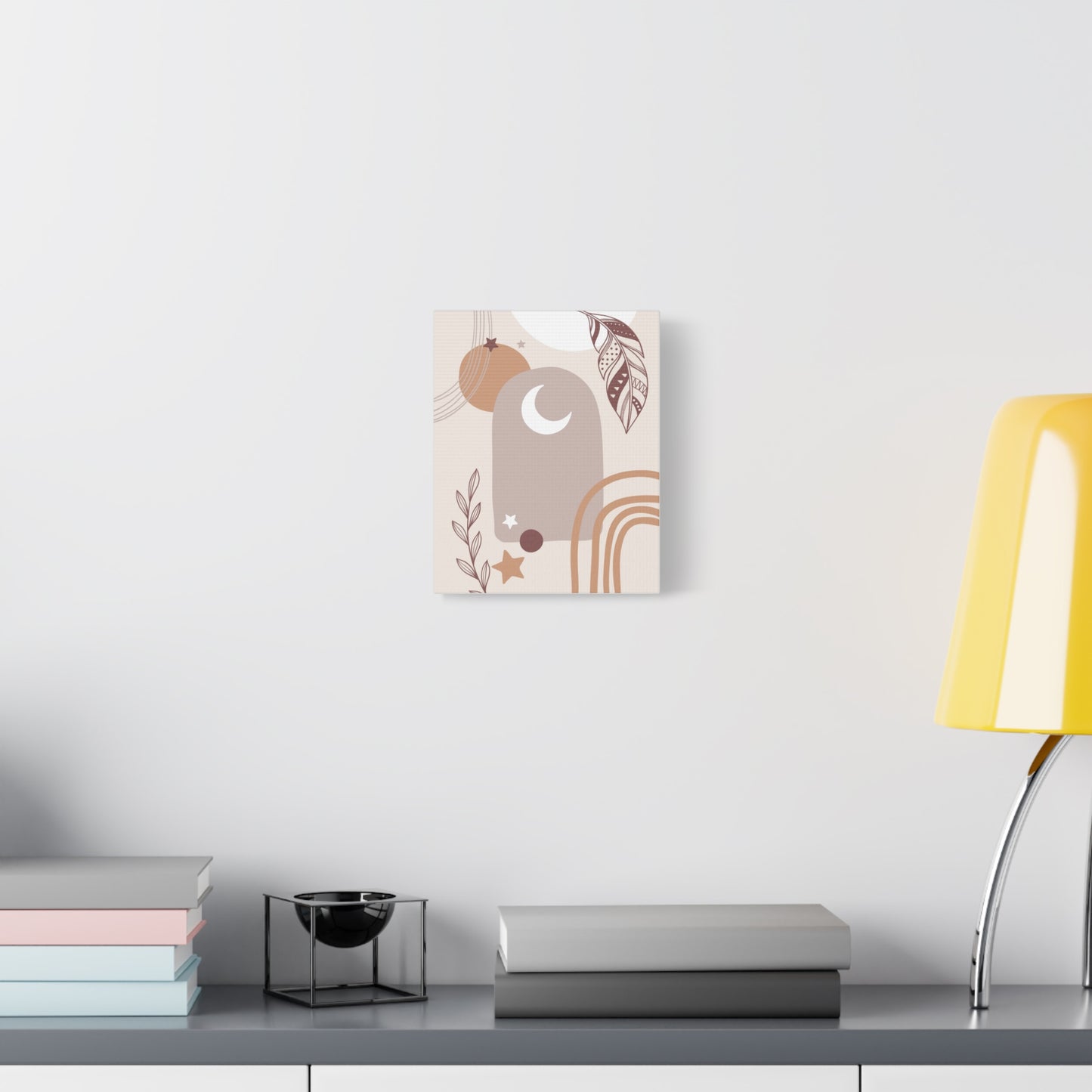 Sunset Botanica Art 1.2 - Matte Canvas Decor with Minimalist Leaf Design