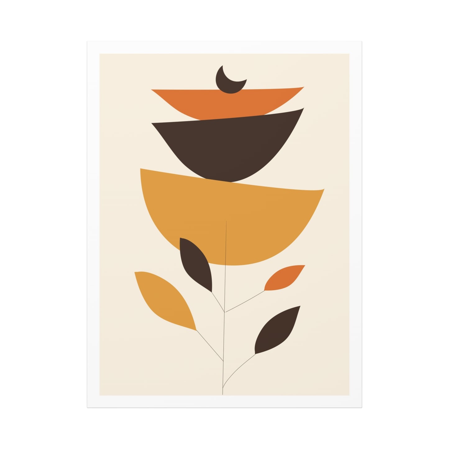 Lunar Bloom Art Set 1.2 - Matte Canvas Decor with Minimalist Leaf Design