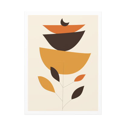 Lunar Bloom Art Set 1.2 - Matte Canvas Decor with Minimalist Leaf Design