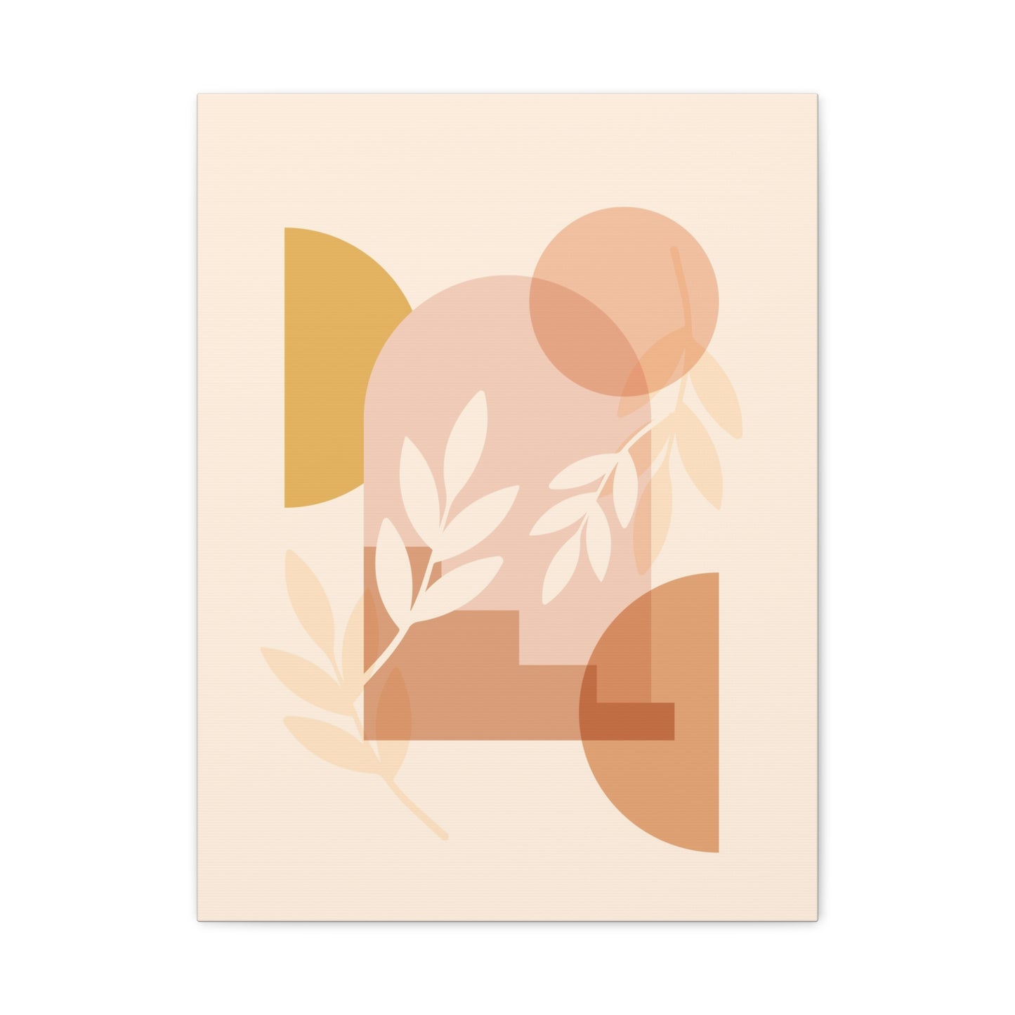 Abstract Terracotta Botanical Art Set 1.1 - Matte Canvas Decor with Minimalist Leaf Design