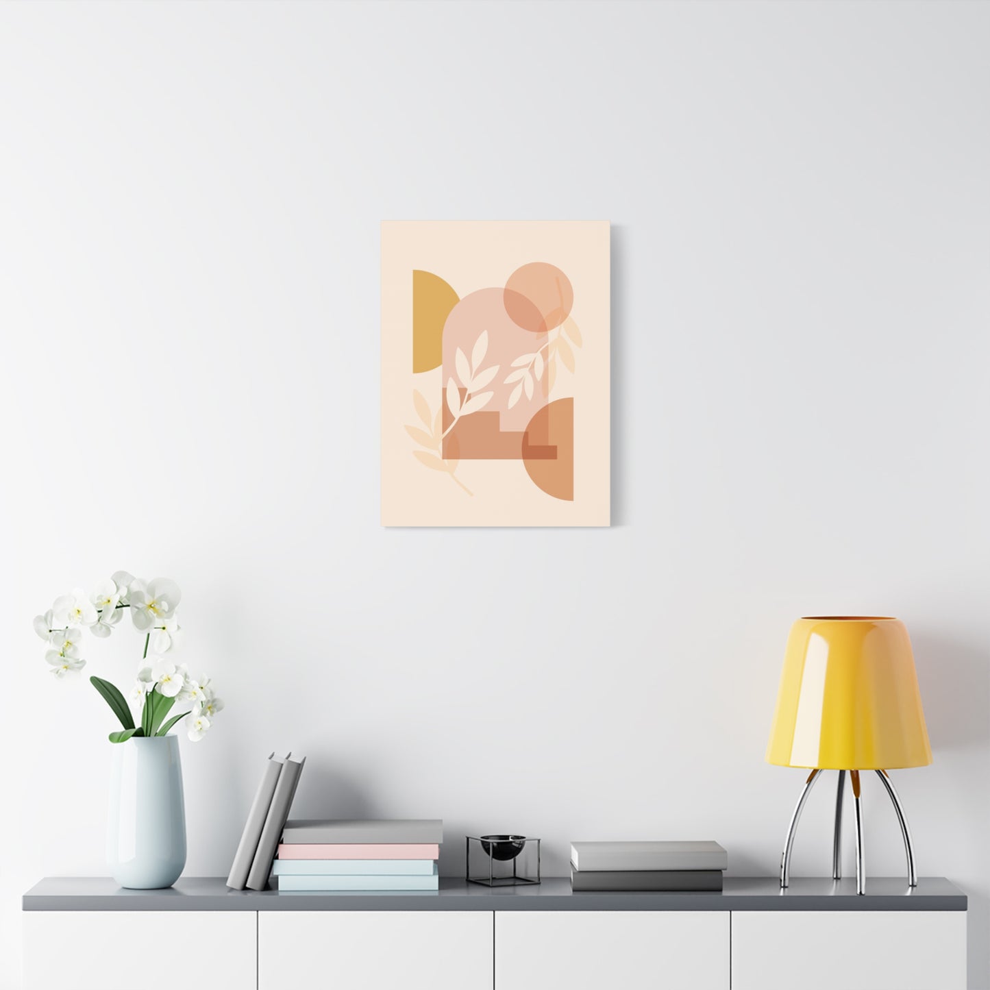 Abstract Terracotta Botanical Art Set 1.1 - Matte Canvas Decor with Minimalist Leaf Design