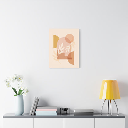 Abstract Terracotta Botanical Art Set 1.1 - Matte Canvas Decor with Minimalist Leaf Design