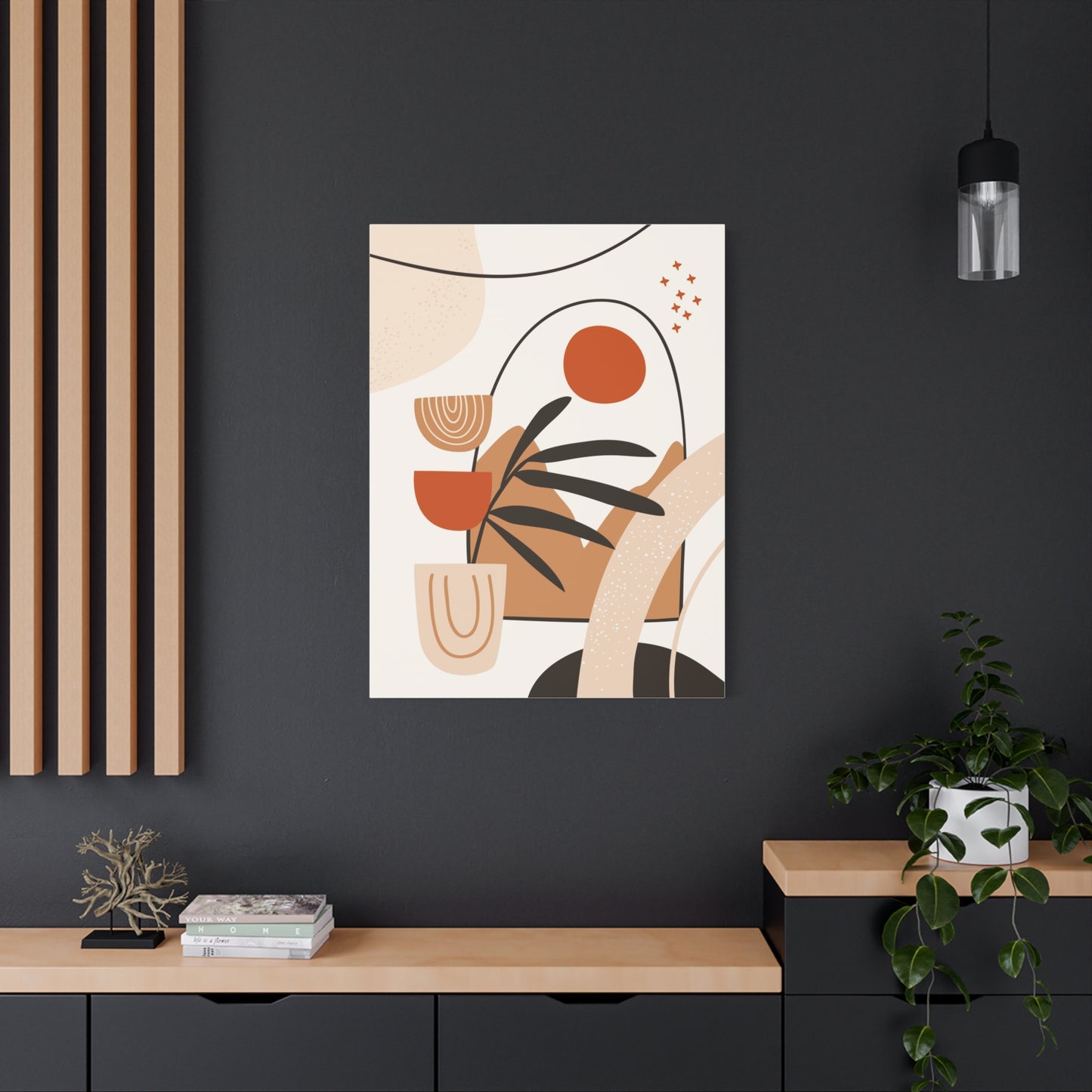 Boheme Luna  Art Set 1.3 - Matte Canvas Decor with Minimalist Leaf Design