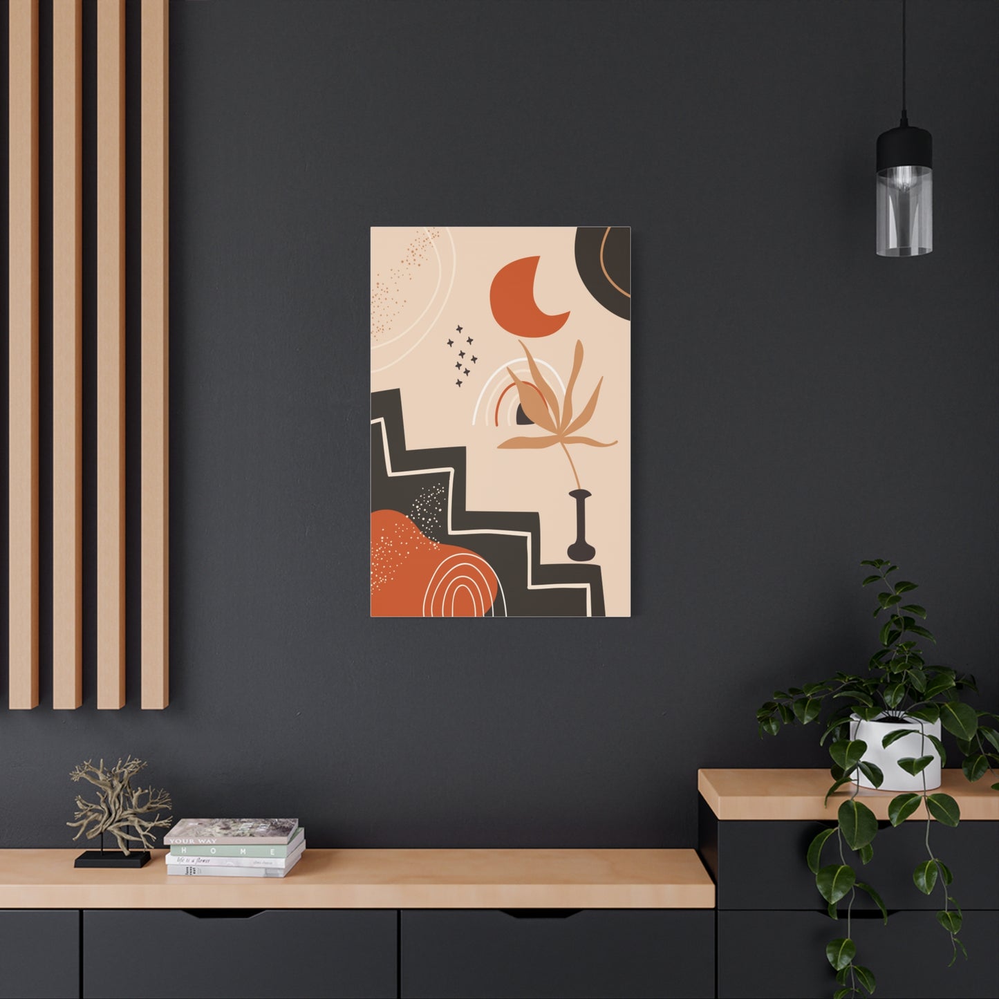 Boheme Luna  Art Set 1.2 - Matte Canvas Decor with Minimalist Leaf Design