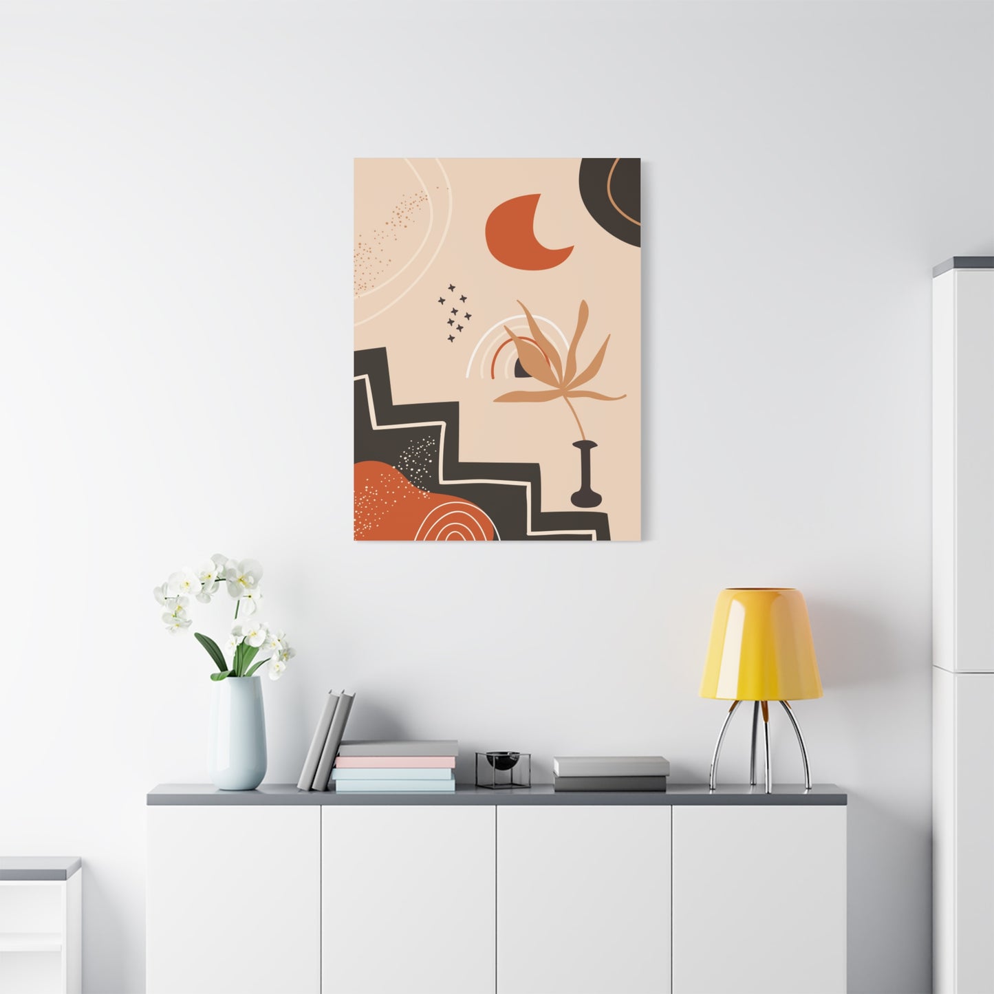 Boheme Luna  Art Set 1.2 - Matte Canvas Decor with Minimalist Leaf Design