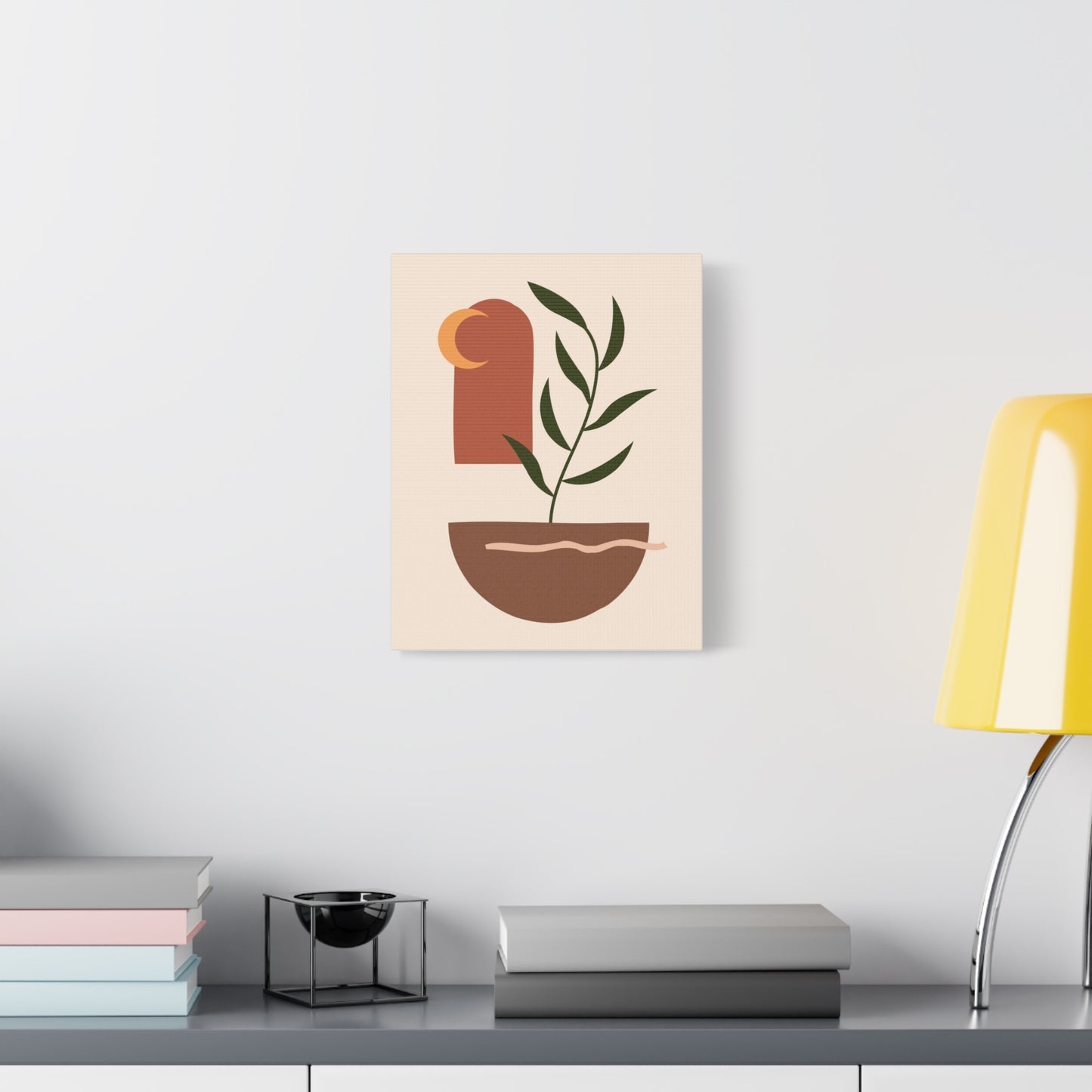 Petal Village Art 1.3 - Matte Canvas Decor with Minimalist Leaf Design