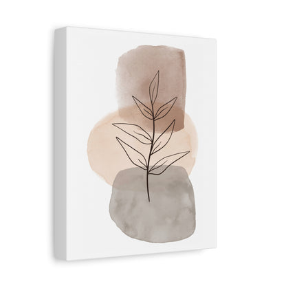 Brown Botanical Wall Art Set 1.3 - Matte Canvas Decor with Minimalist Leaf Design