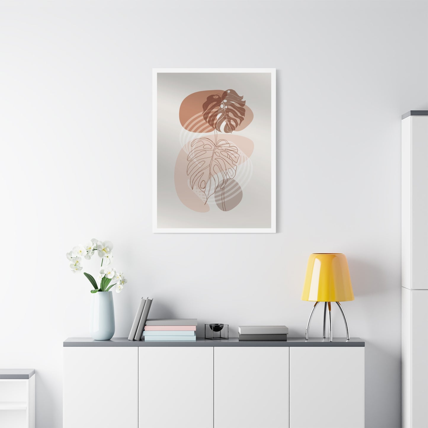 Brown Leaf Wall Painting Set 1.2 - Matte Canvas Decor with Minimalist Leaf Design