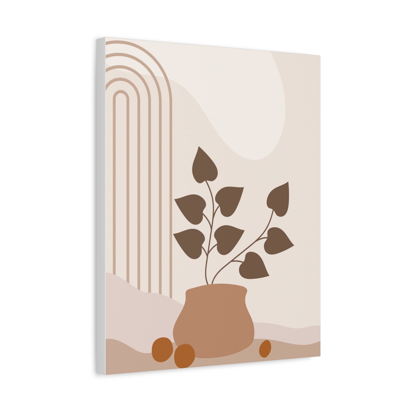 Brown View Wall Art Set 1.3 - Matte Canvas Decor with Minimalist Leaf Design