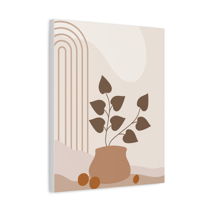Brown View Wall Art Set 1.3 - Matte Canvas Decor with Minimalist Leaf Design