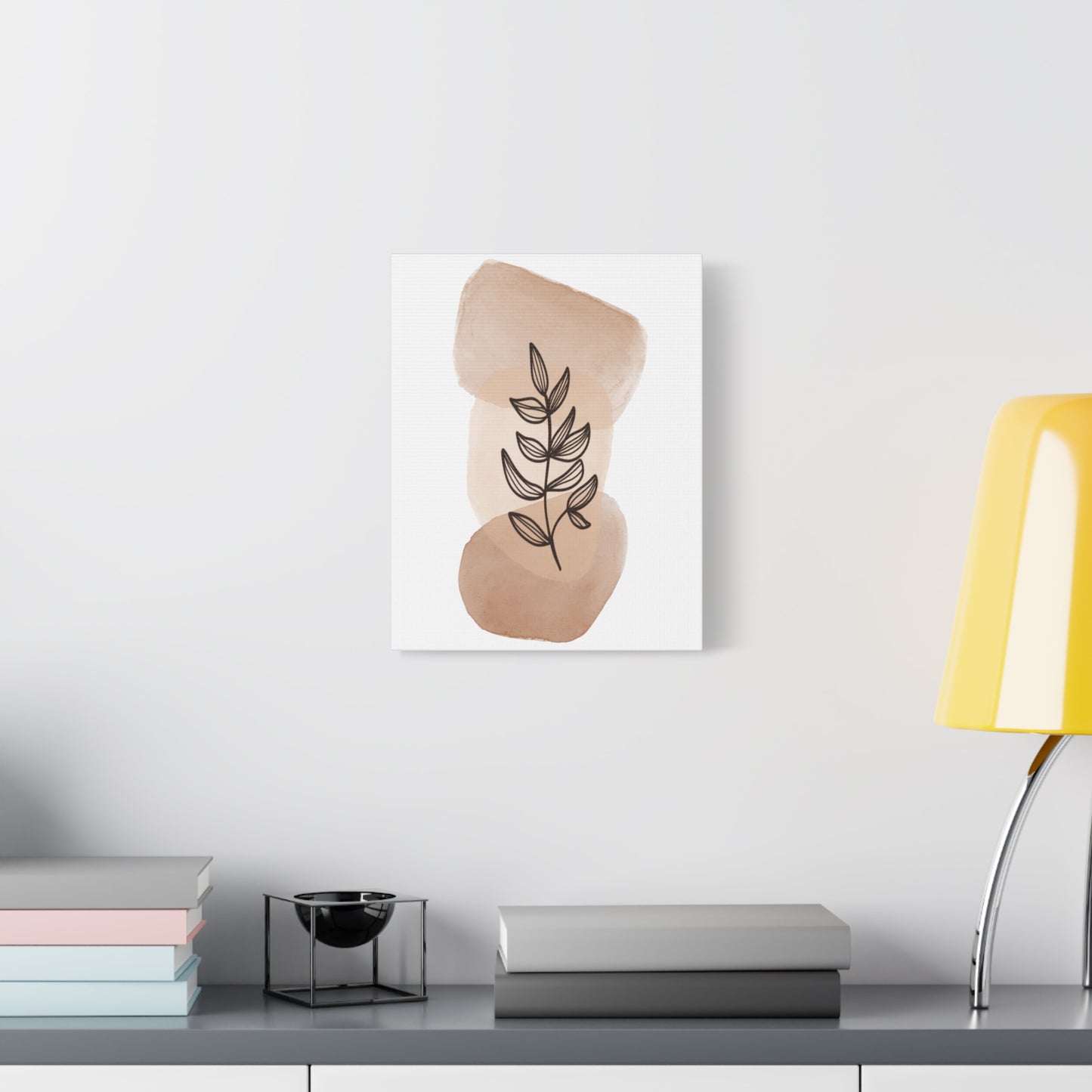 Brown Modern Botanical Wall Art Set 1.1- Matte Canvas Decor with Minimalist Leaf Design