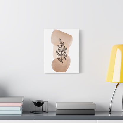 Brown Modern Botanical Wall Art Set 1.1- Matte Canvas Decor with Minimalist Leaf Design