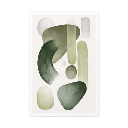 Olive Green Art Set 1.2- Matte Canvas Decor with Minimalist Leaf Design