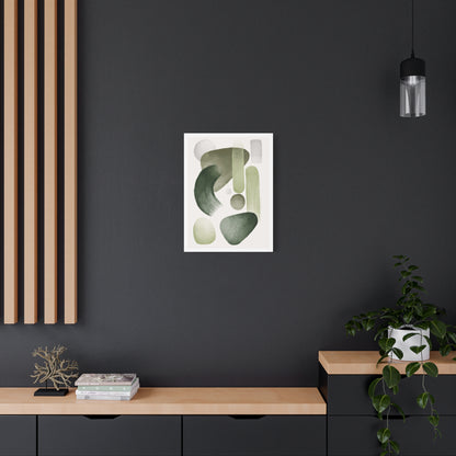 Olive Green Art Set 1.2- Matte Canvas Decor with Minimalist Leaf Design