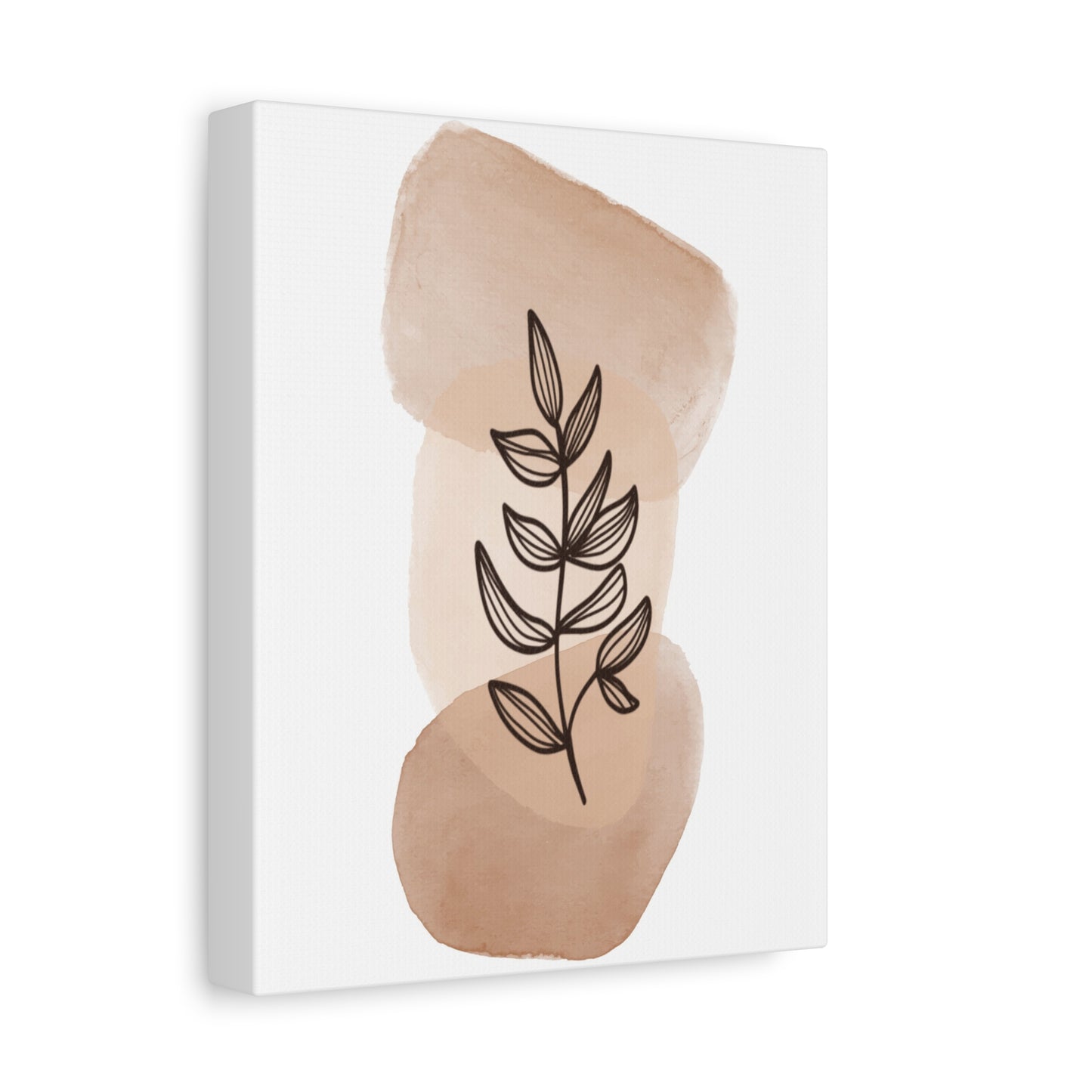 Brown Modern Botanical Wall Art Set 1.1- Matte Canvas Decor with Minimalist Leaf Design