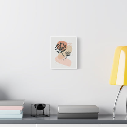 Pink Minimal  Flower Art Set 1.1 - Matte Canvas Decor with Minimalist Leaf Design