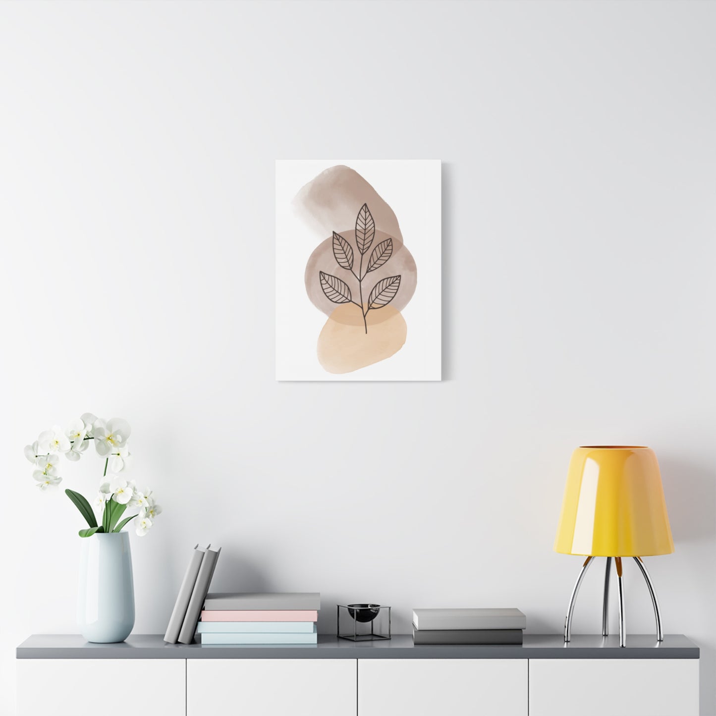 Brown Modern Botanical Wall Art Set 1.2 - Matte Canvas Decor with Minimalist Leaf Design