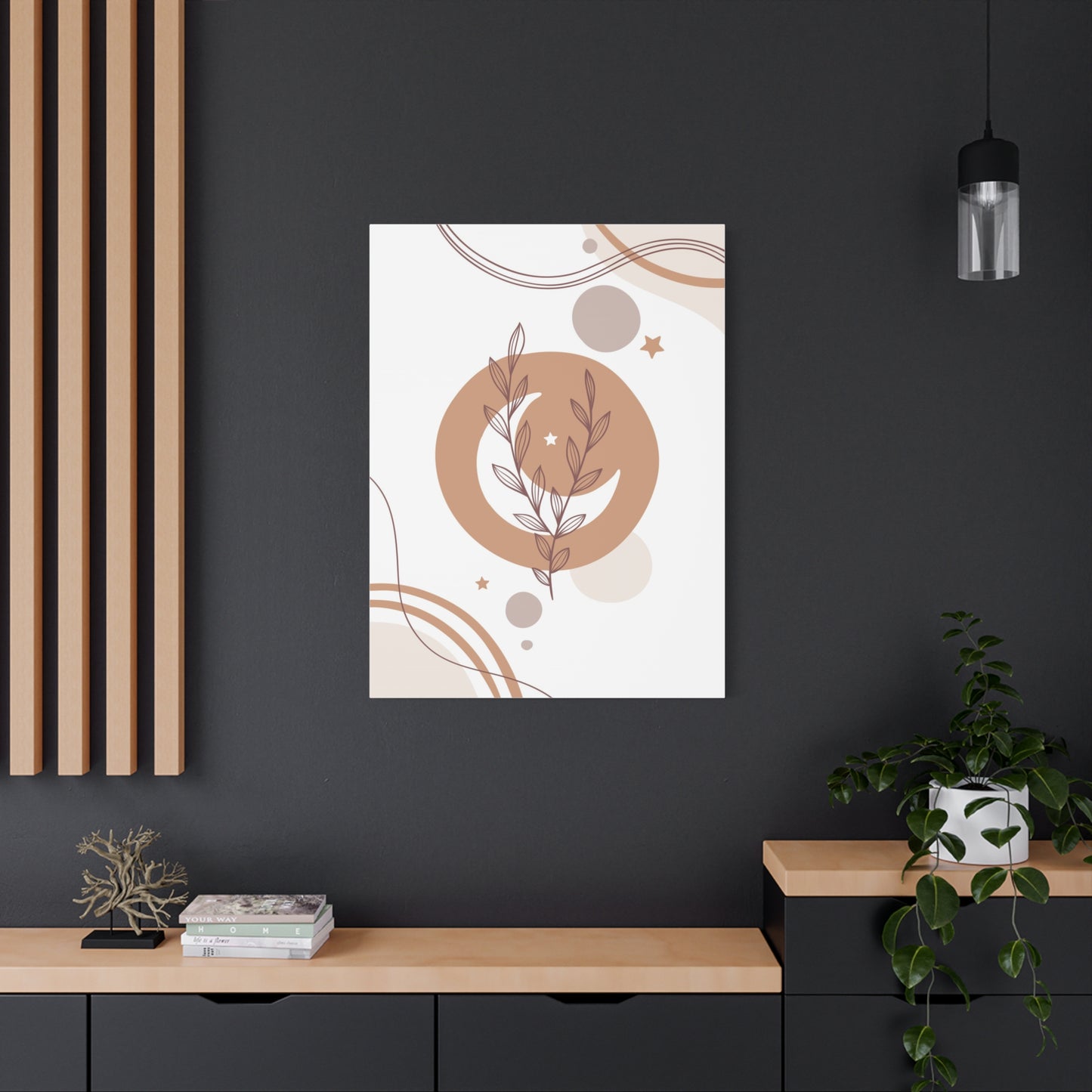 Sunset Botanica Art 1.1 - Matte Canvas Decor with Minimalist Leaf Design